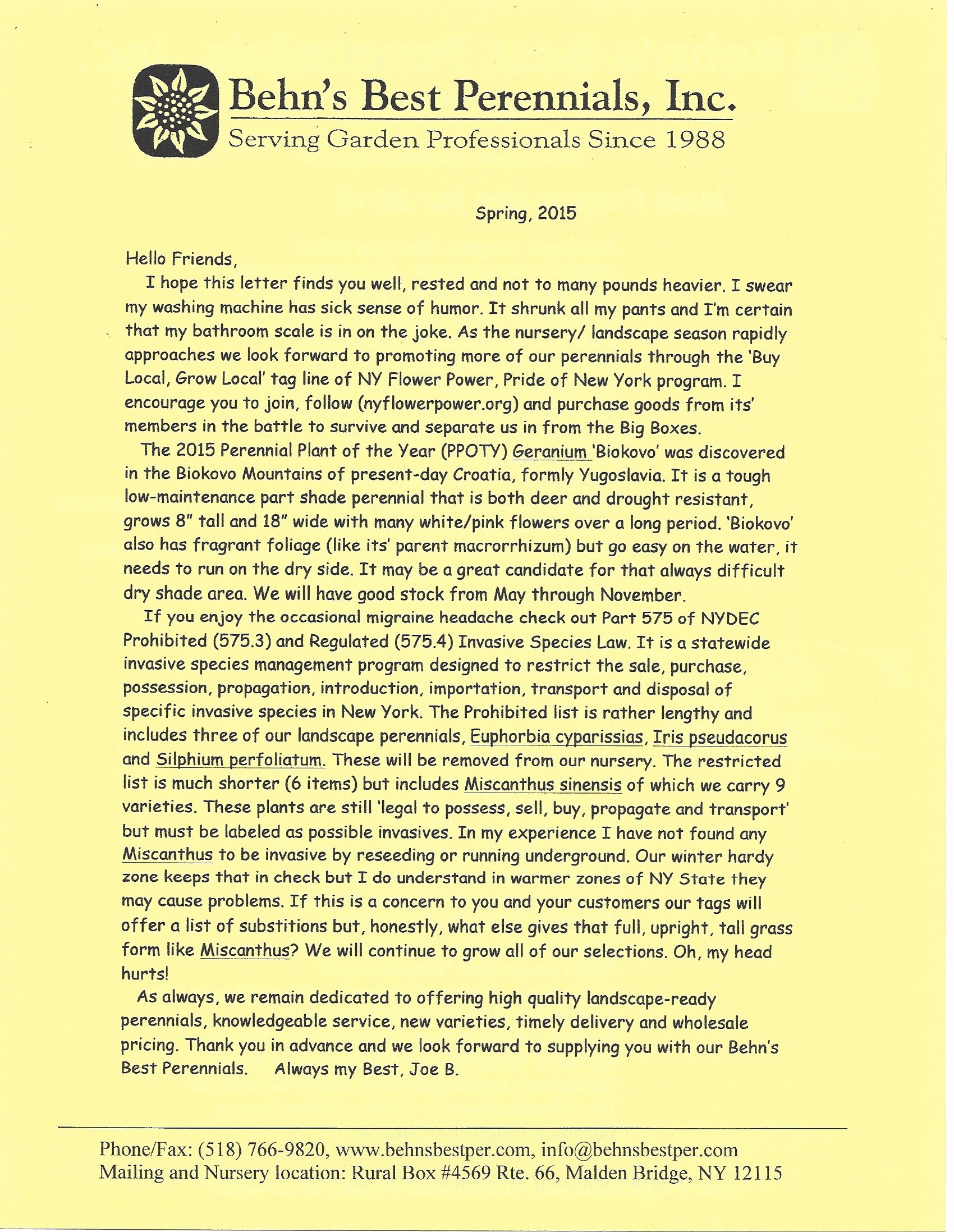 Spring 2015 Newsletter