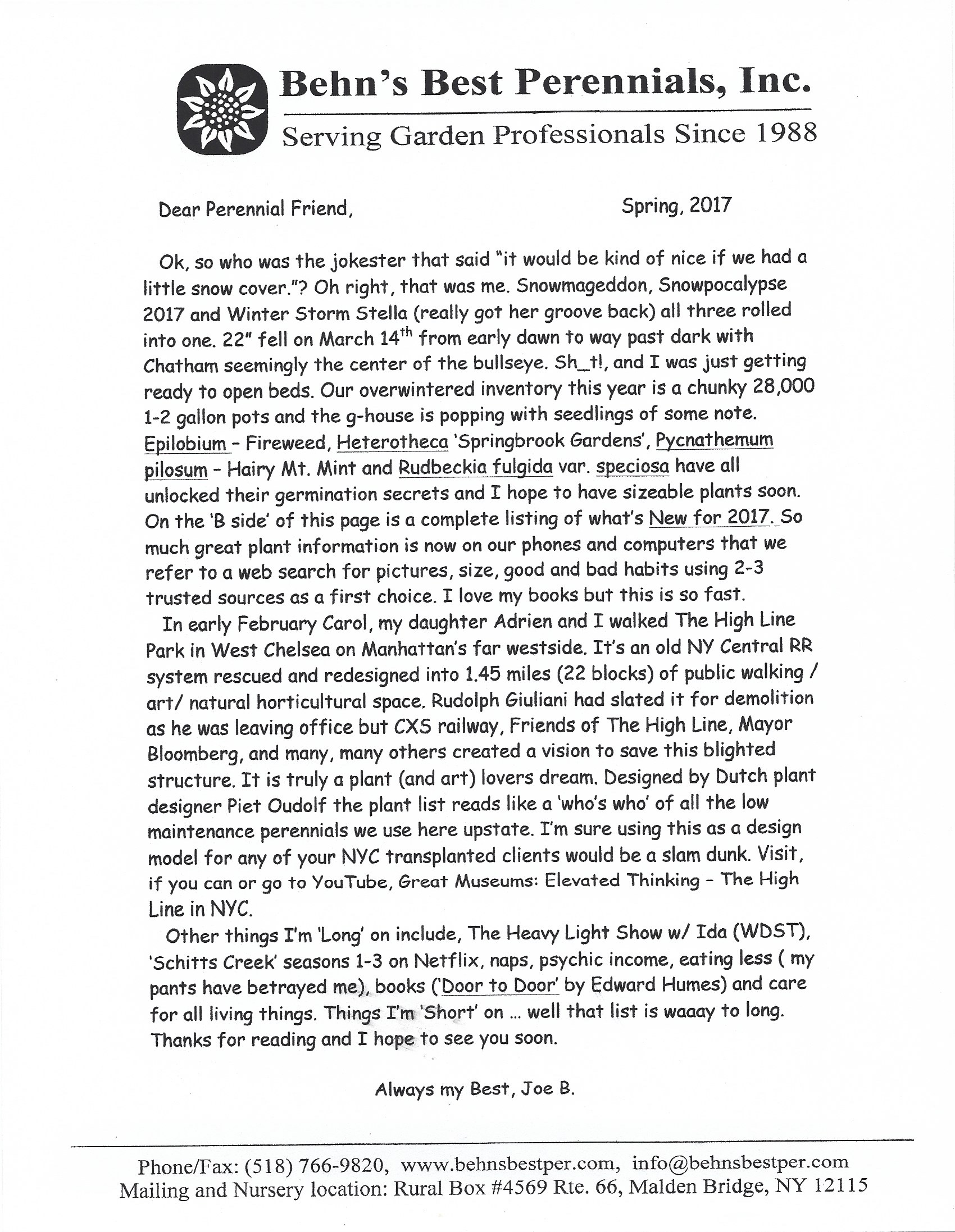 Spring 2017 Newsletter