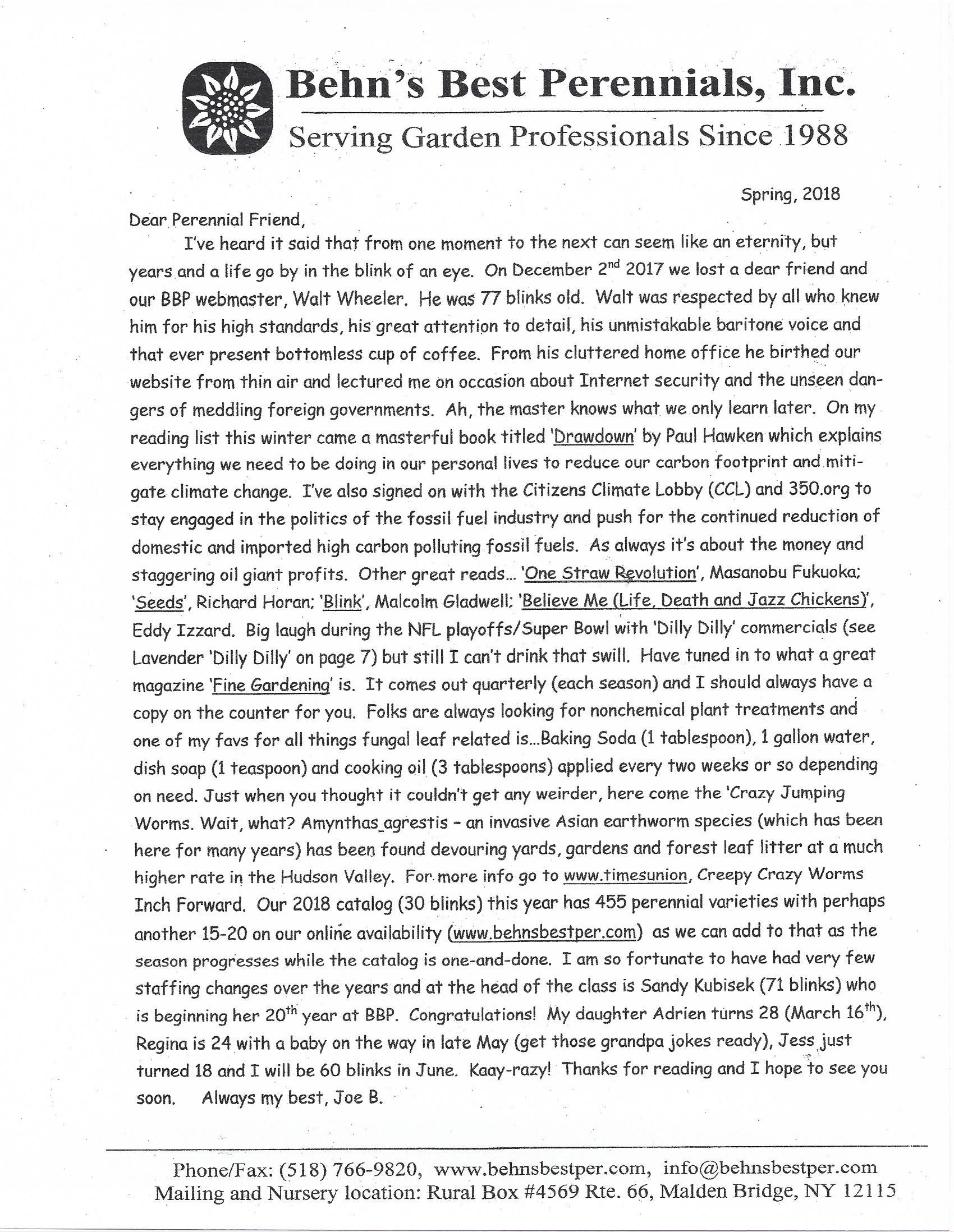 Spring 2018 Newsletter